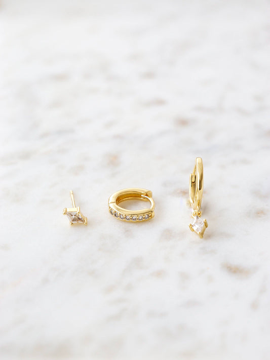 Amber Gold Stacker Earring Set