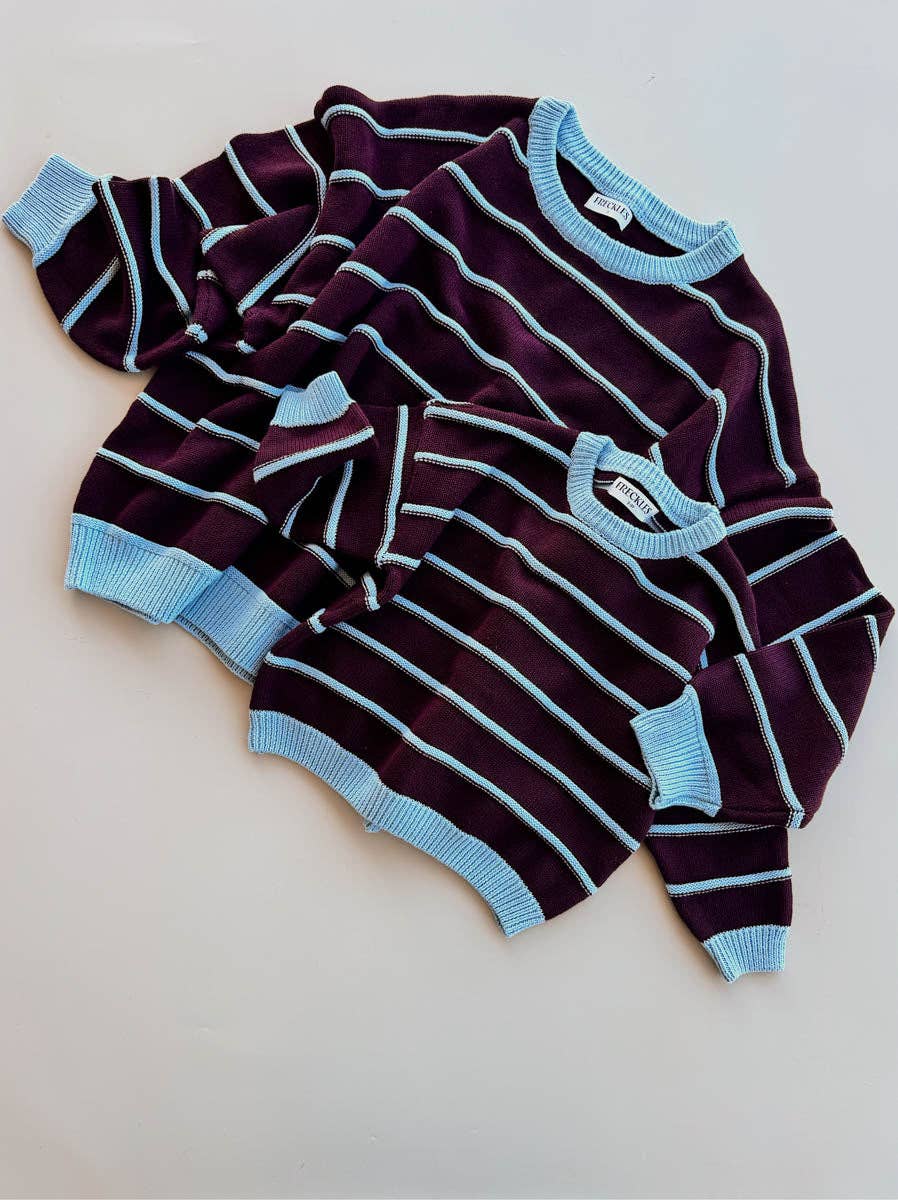 Womens Blackberry/Arctic Raised Stripe Jumper