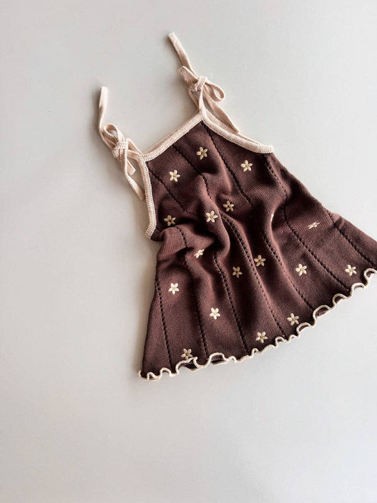 Brown Daisy Pointelle Dress - COMING SOON