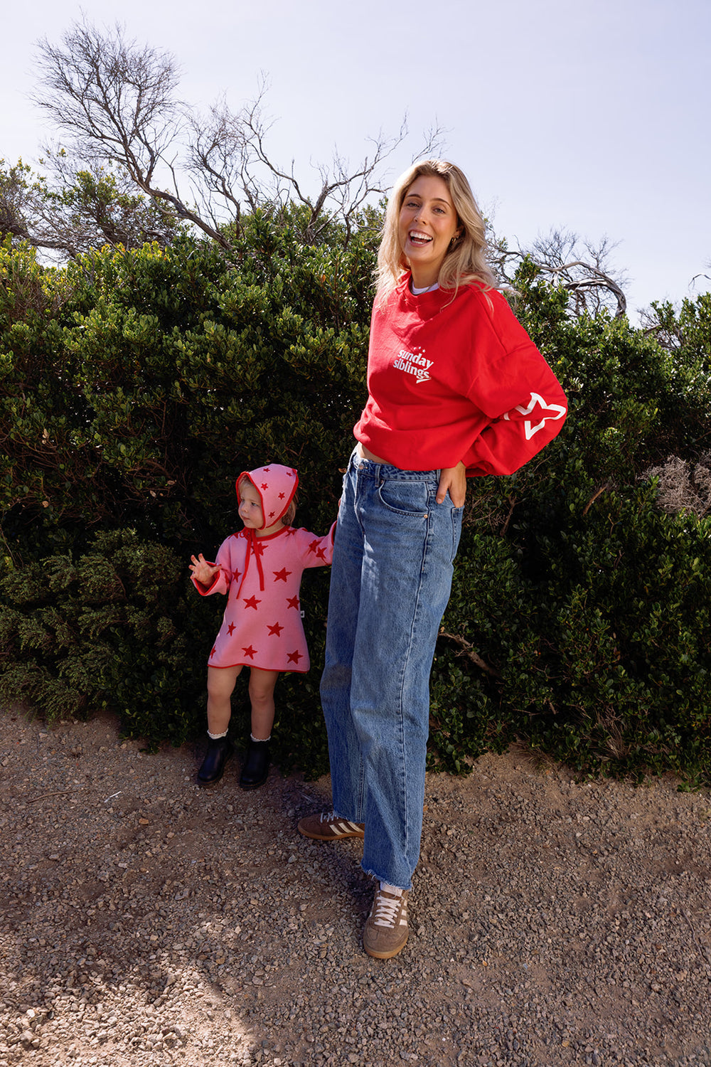 Adult Siblings Red Sweater