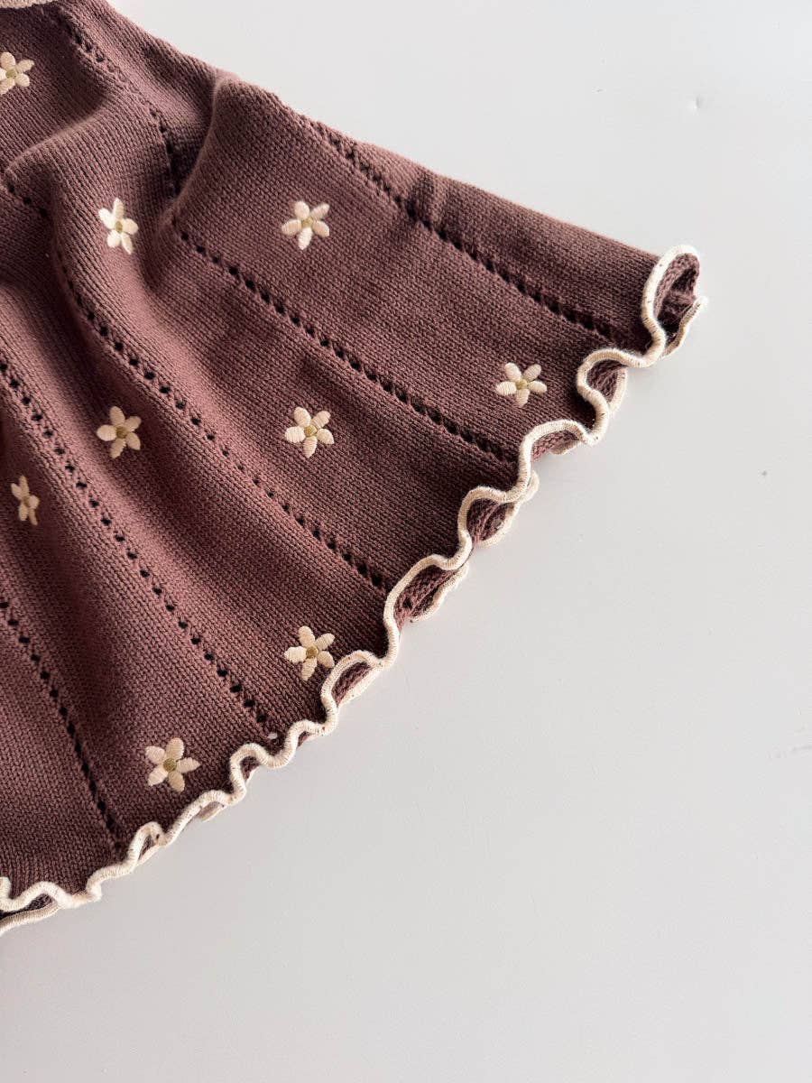 Brown Daisy Pointelle Dress - COMING SOON