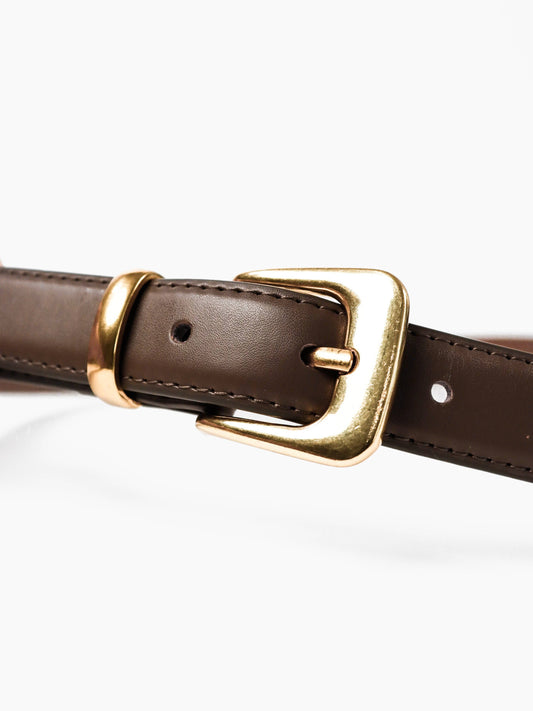 Greta Thin Taupe Genuine Leather Belt
