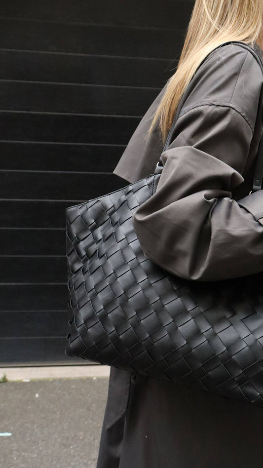 The Everyday Black Woven Tote Bag