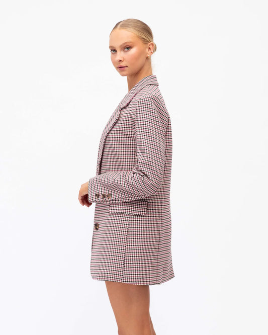 Pink Houndstooth Blazer