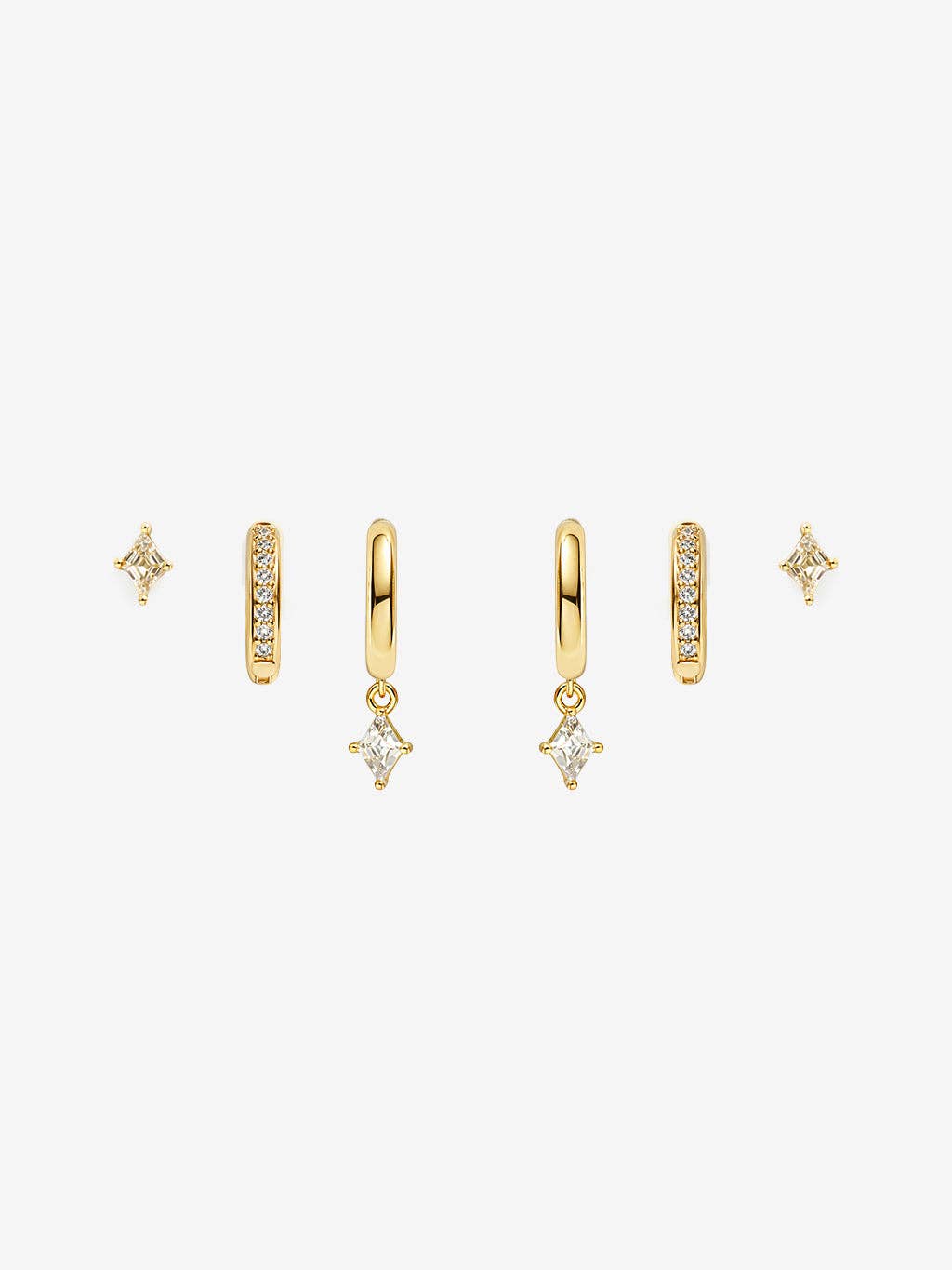 Amber Gold Stacker Earring Set