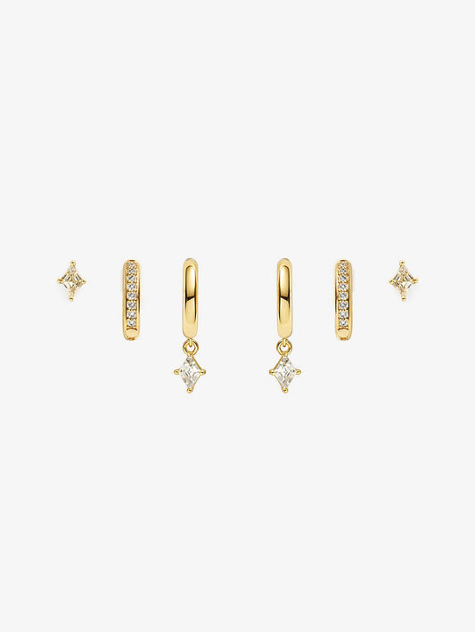 Amber Gold Stacker Earring Set
