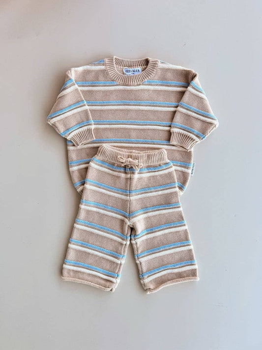 Raised Stripe Knit SET   Oat/Arctic/Snow