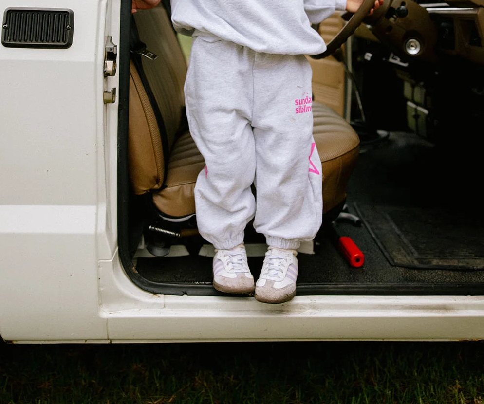 Siblings Set - Grey + Pink TRACK PANTS