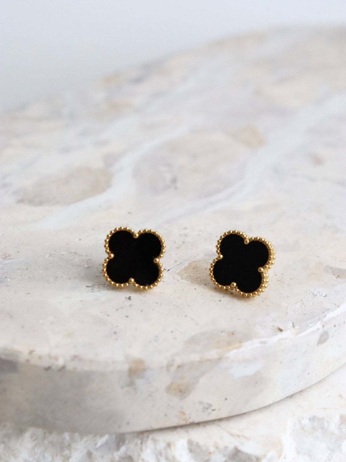 Charlotte 18K Gold Plated Earrings in Black