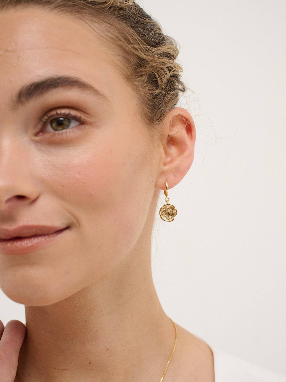 Eclipse 18K Gold Plated Drop Hoop Earrings