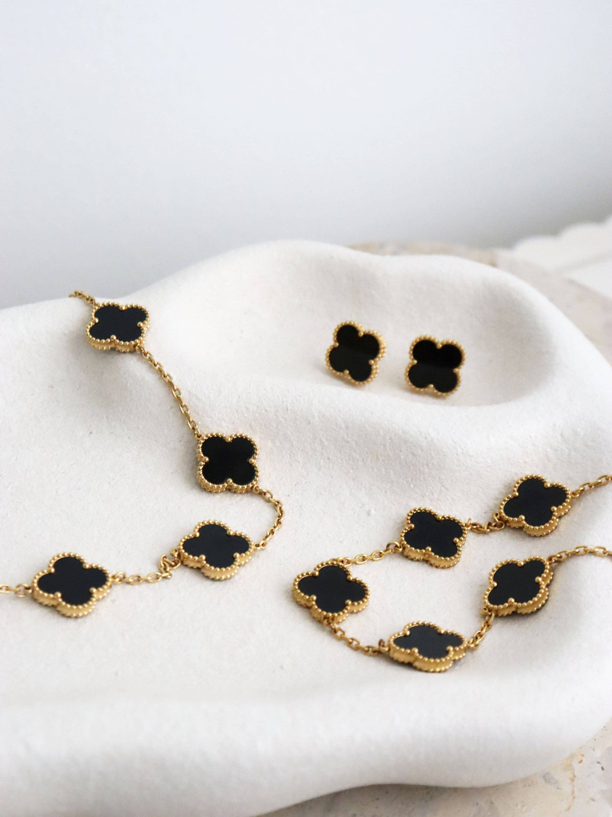 Charlotte 18K Gold Plated Earrings in Black