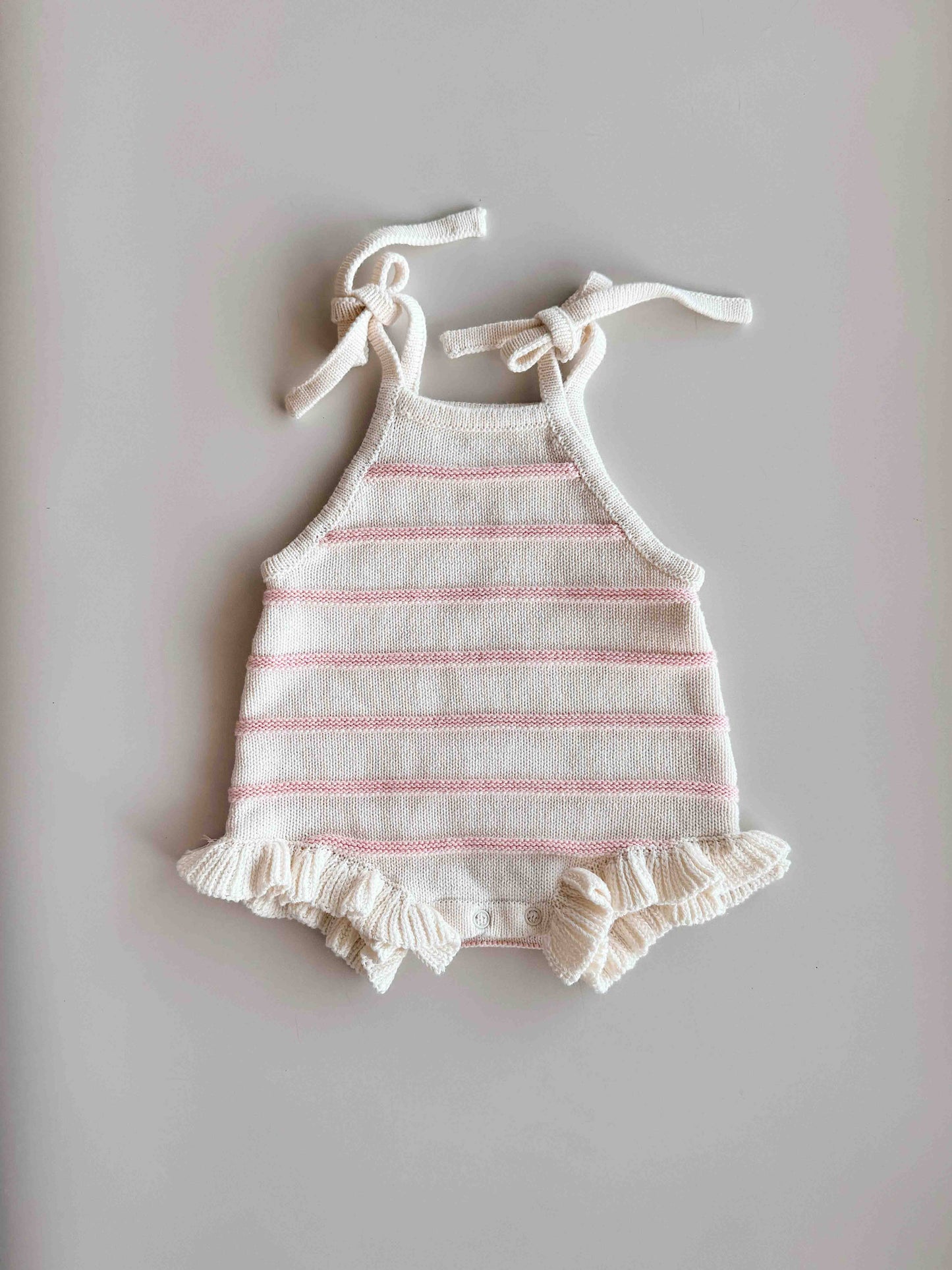 Raised Stripe Pointelle Romper - COMING SOON