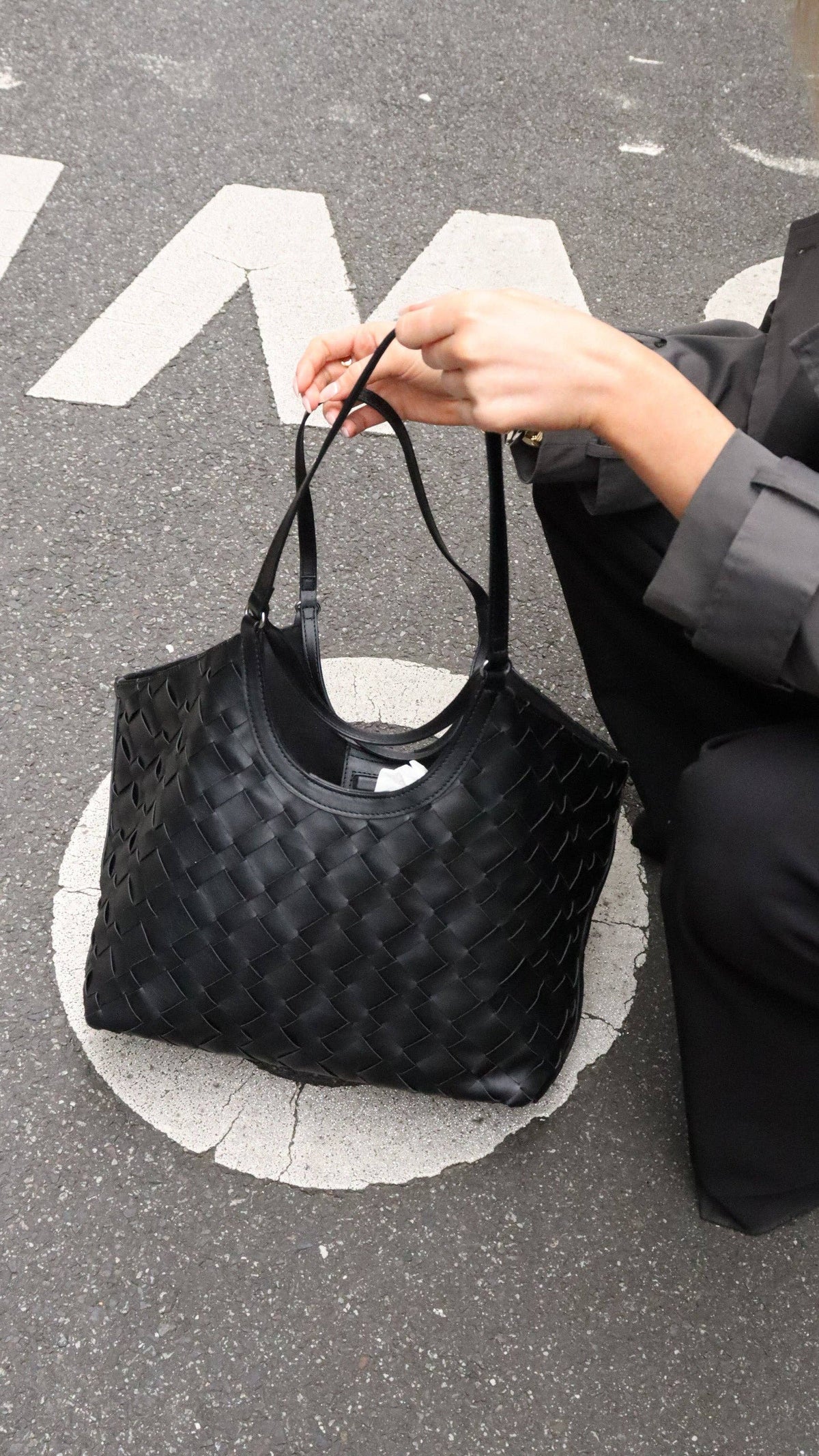 The Everyday Black Woven Tote Bag