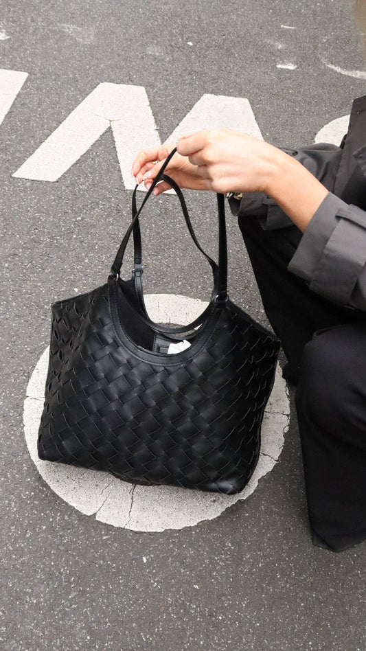 The Everyday Black Woven Tote Bag