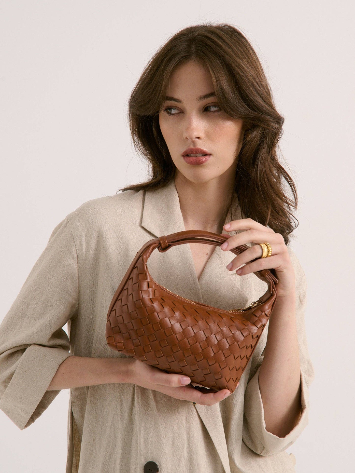 Cleo Tan Woven Handbag