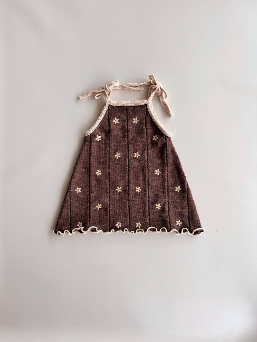 Brown Daisy Pointelle Dress - COMING SOON