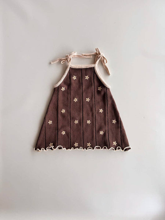 Brown Daisy Pointelle Dress - COMING SOON