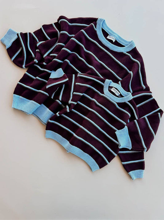 Womens Blackberry/Arctic Raised Stripe Jumper