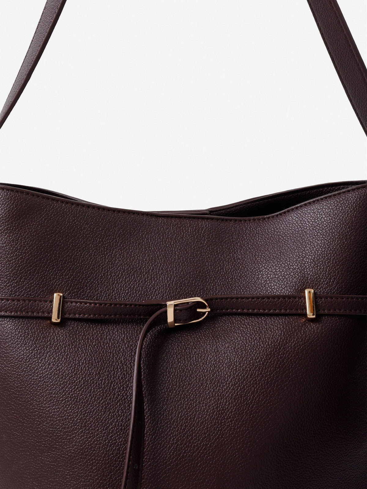 Leonie Brown Belted Bucket Bag