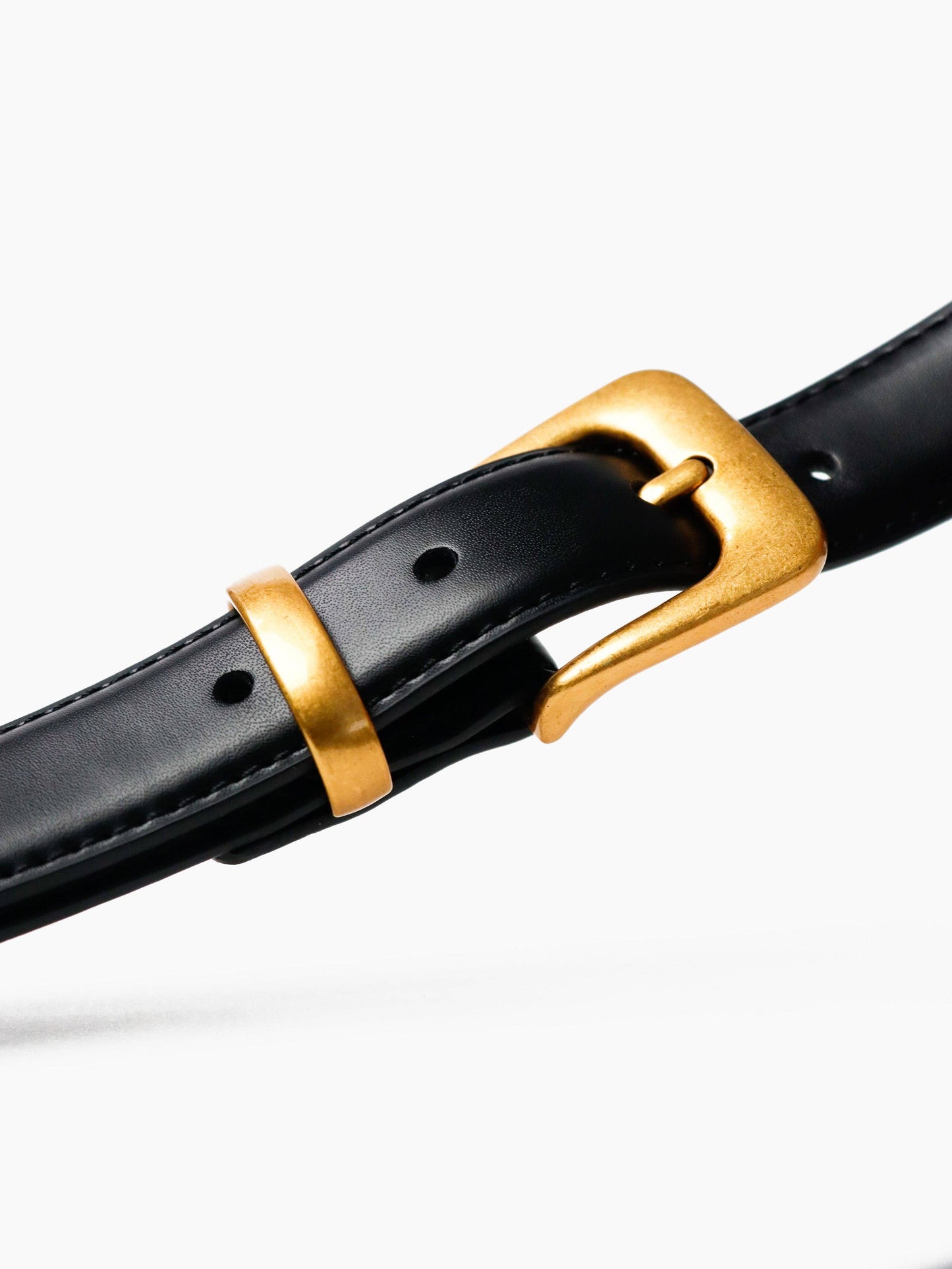 Greta Thin Black Genuine Leather Belt