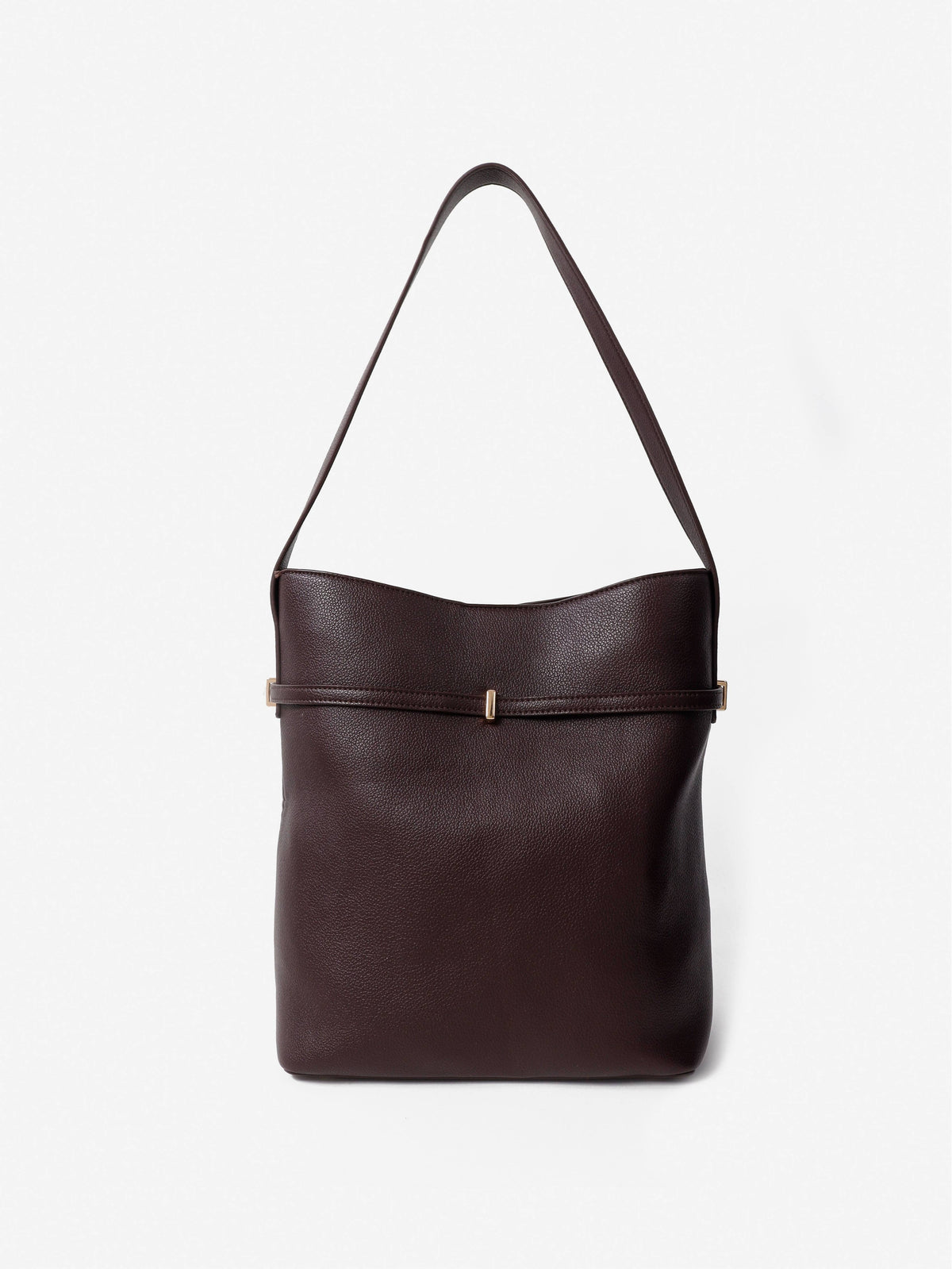 Leonie Brown Belted Bucket Bag
