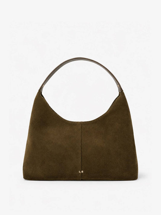 Remy Olive Suede Shoulder Bag