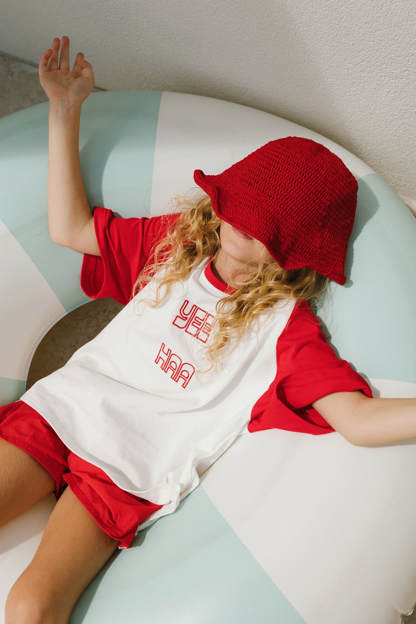 Kids Yee Haa Raglan Tee - Red/White