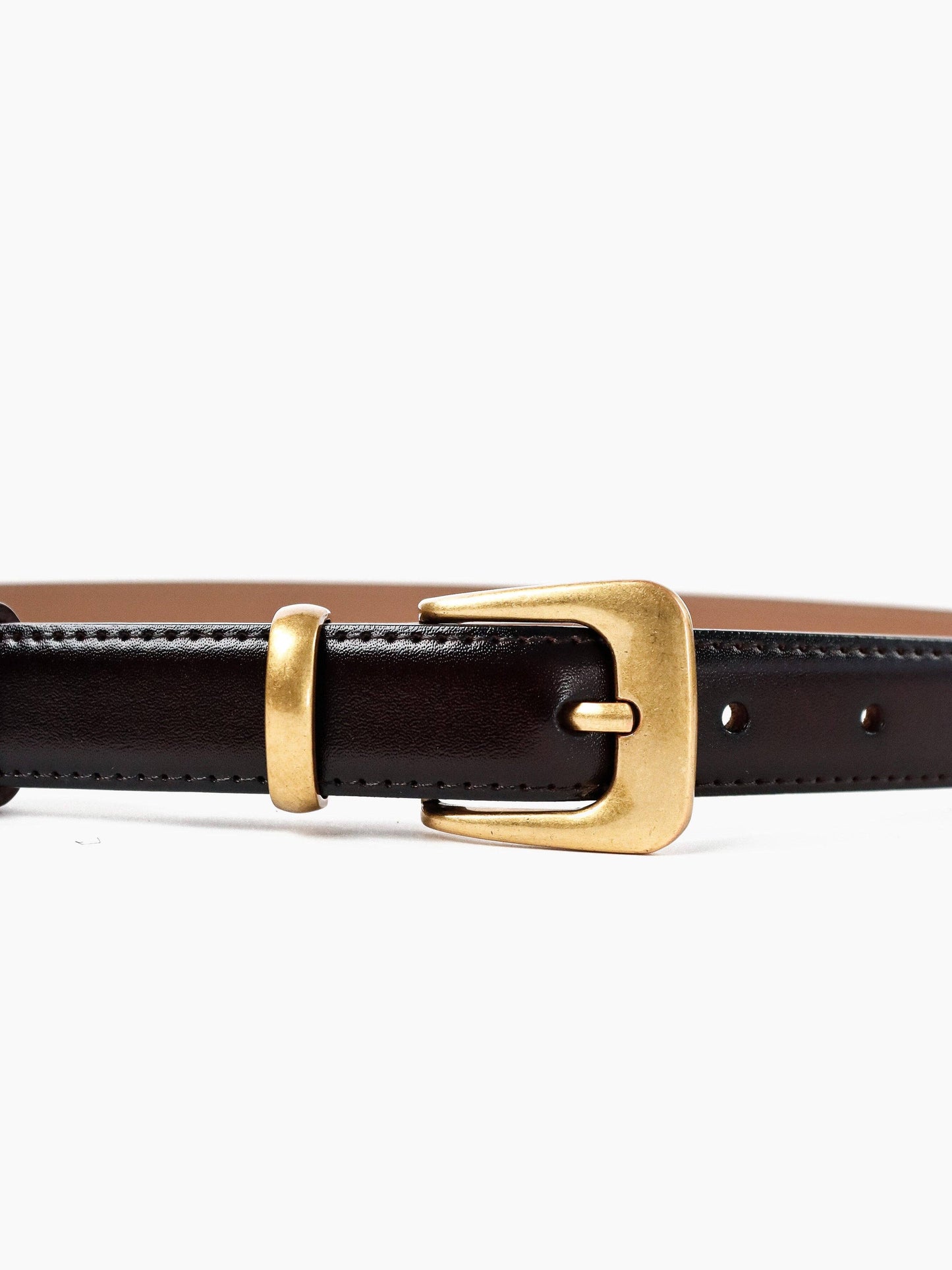 Greta Thin Black Genuine Leather Belt