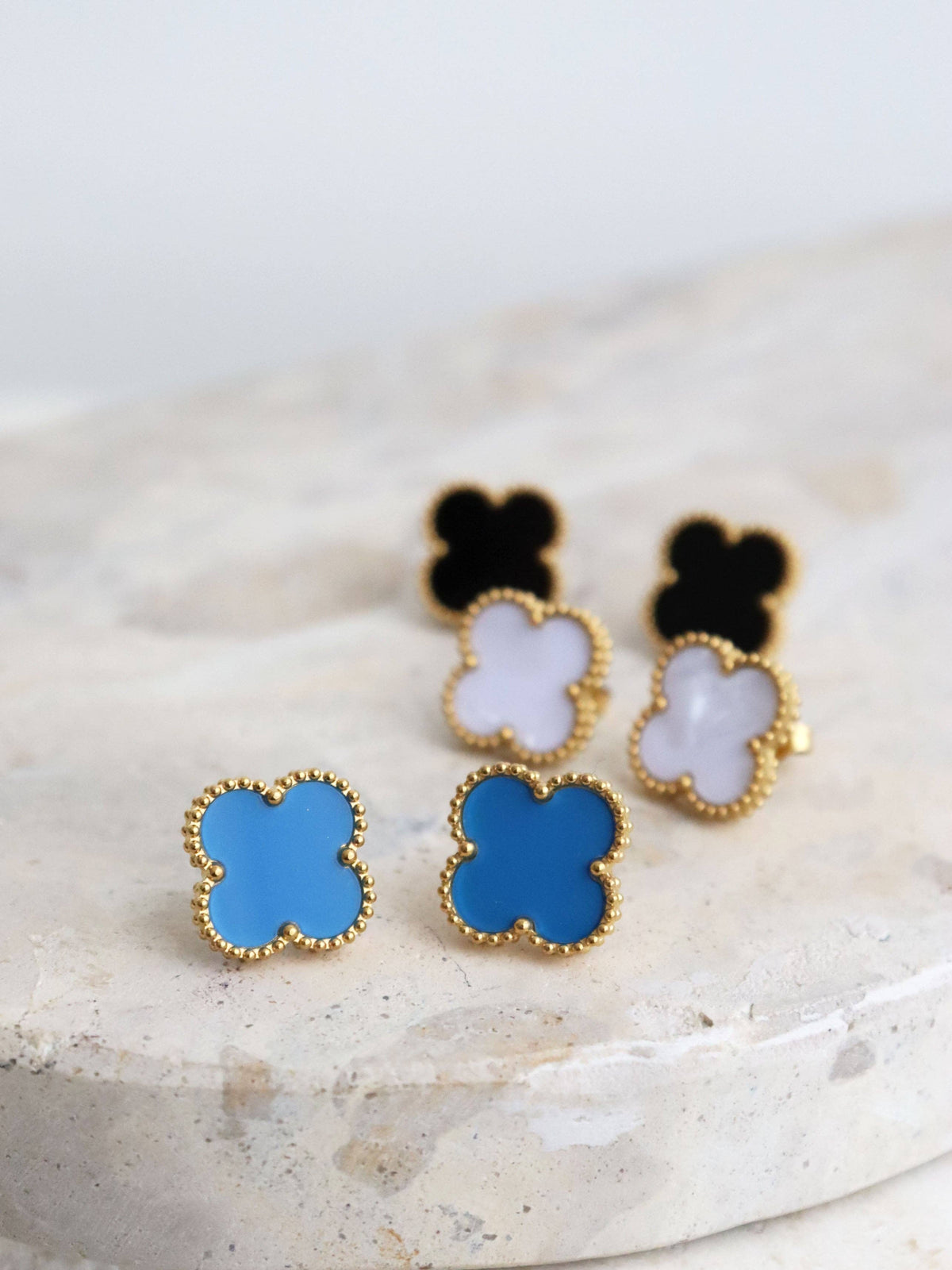 Charlotte 18K Gold Plated Earrings in Black