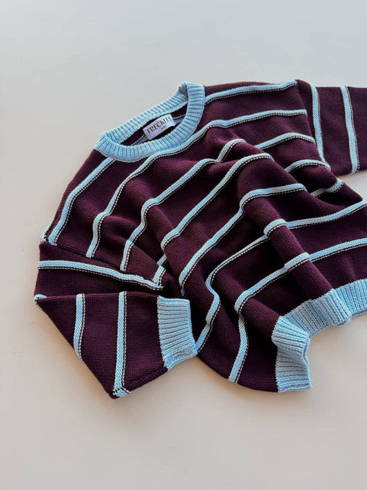 Womens Blackberry/Arctic Raised Stripe Jumper