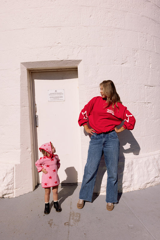 Adult Siblings Red Sweater