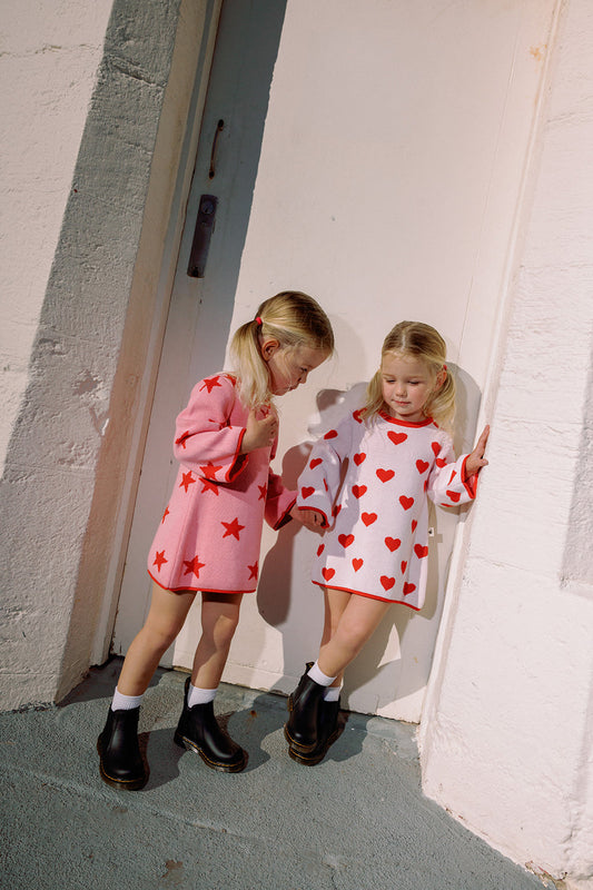 Lucky Stars Dress - Red + Pink