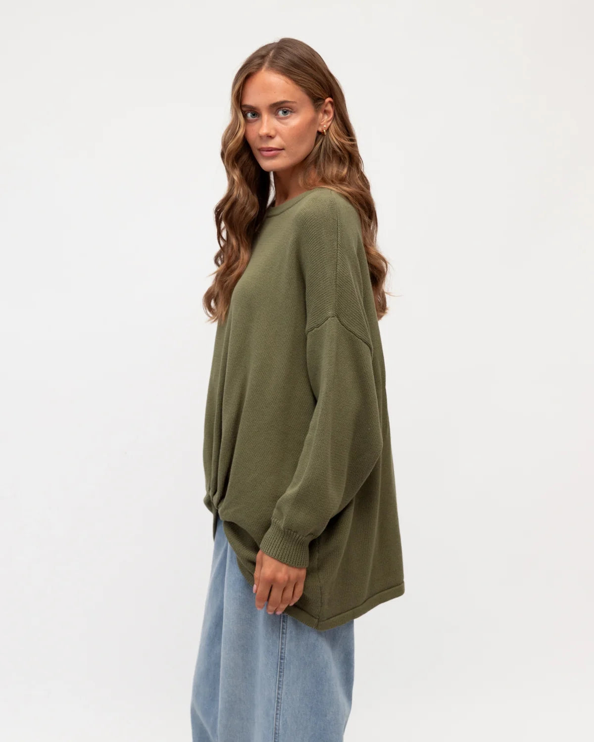 Oversized Tuck Front Knit Tee