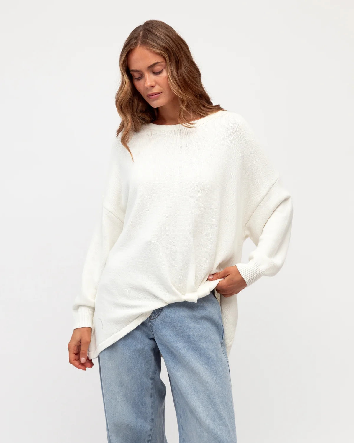 Oversized Tuck Front Knit Tee