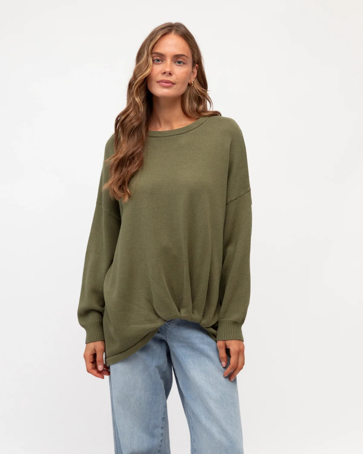 Oversized Tuck Front Knit Tee