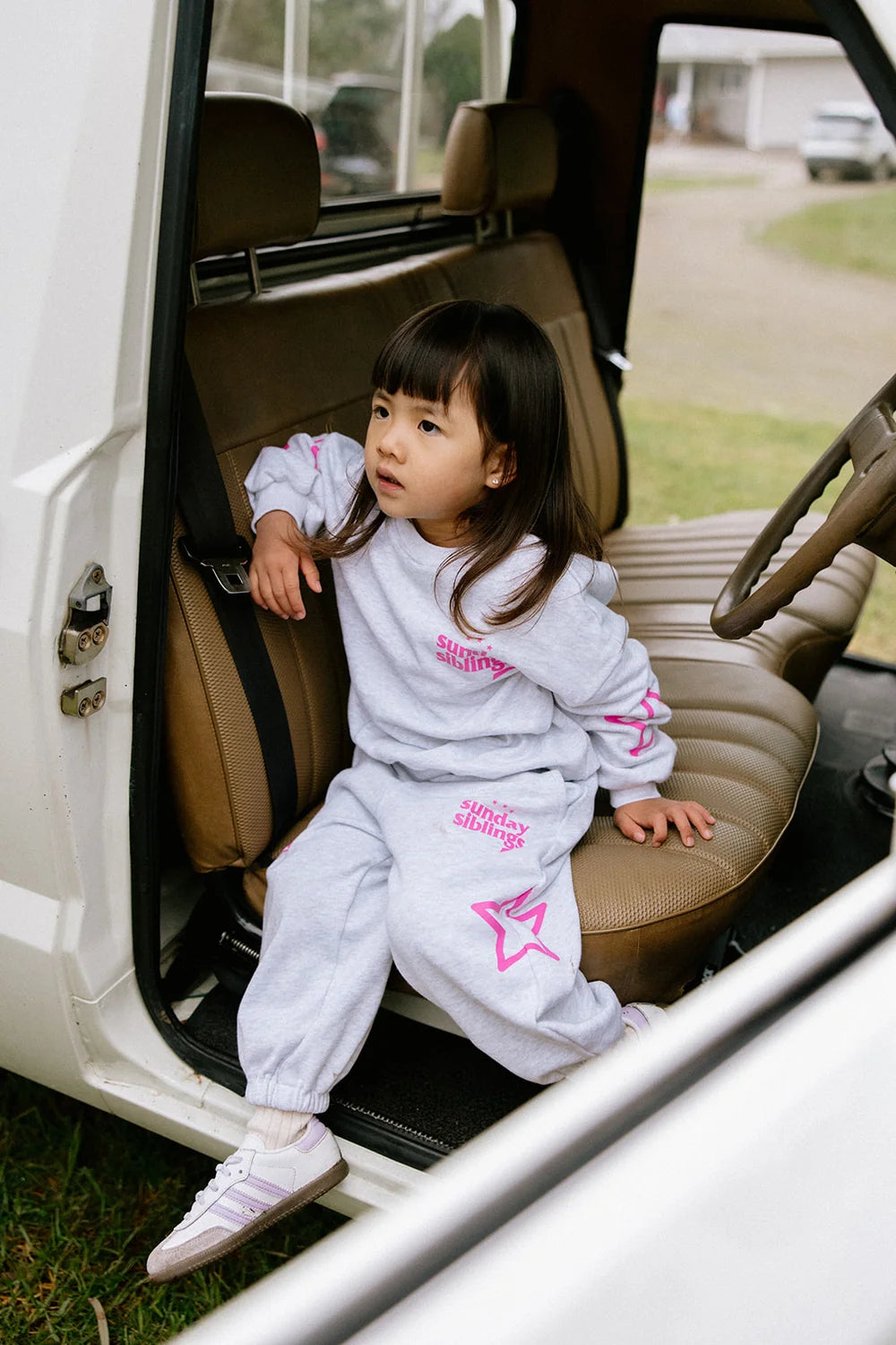 Siblings Set - Grey + Pink TRACK PANTS