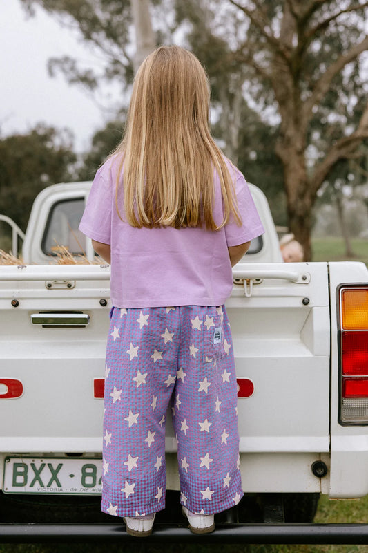 Dusty Star Pants - Purple Gingham