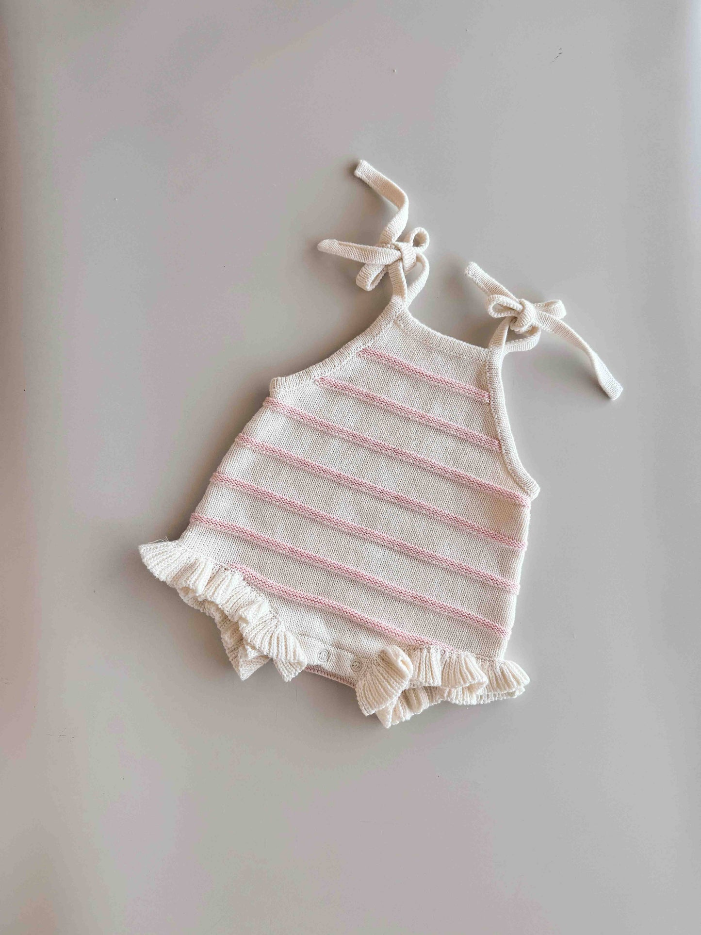 Raised Stripe Pointelle Romper - COMING SOON