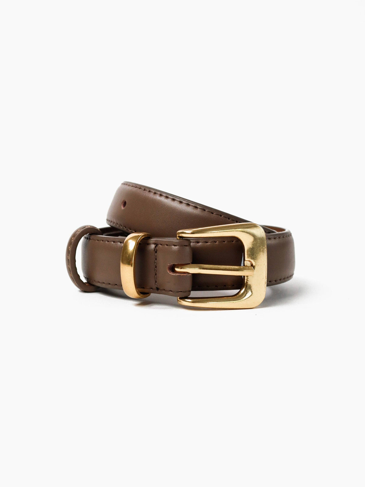 Greta Thin Taupe Genuine Leather Belt