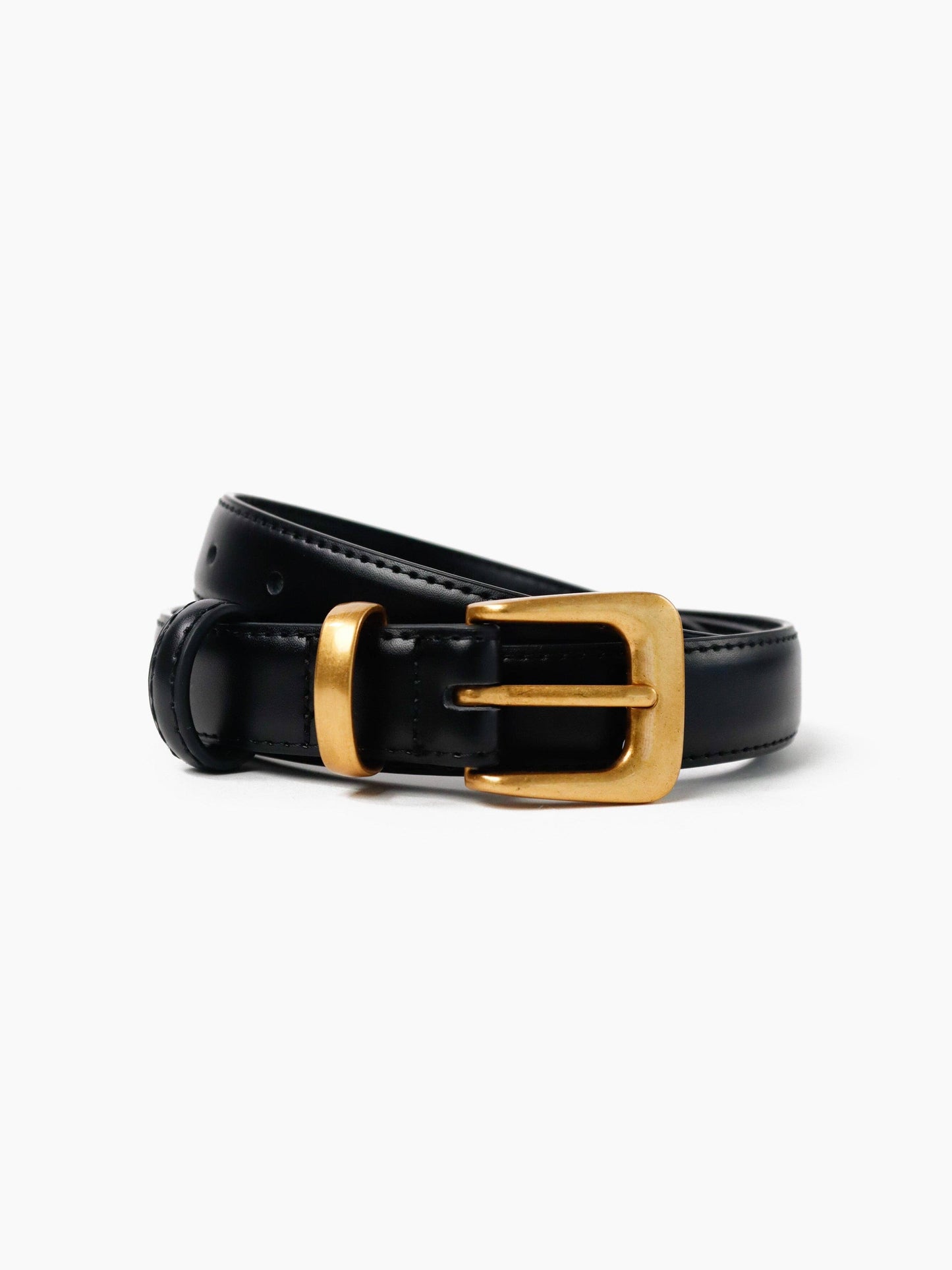 Greta Thin Black Genuine Leather Belt