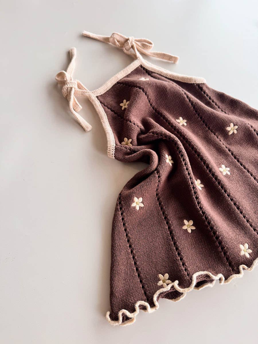 Brown Daisy Pointelle Dress - COMING SOON
