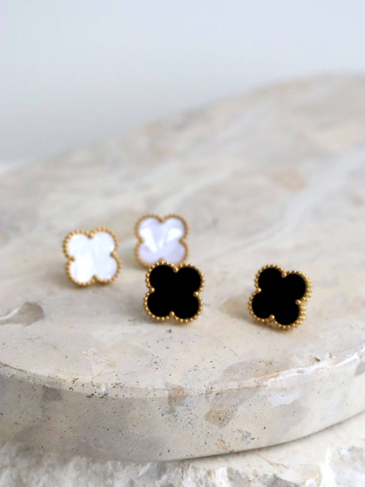 Charlotte 18K Gold Plated Earrings in Black