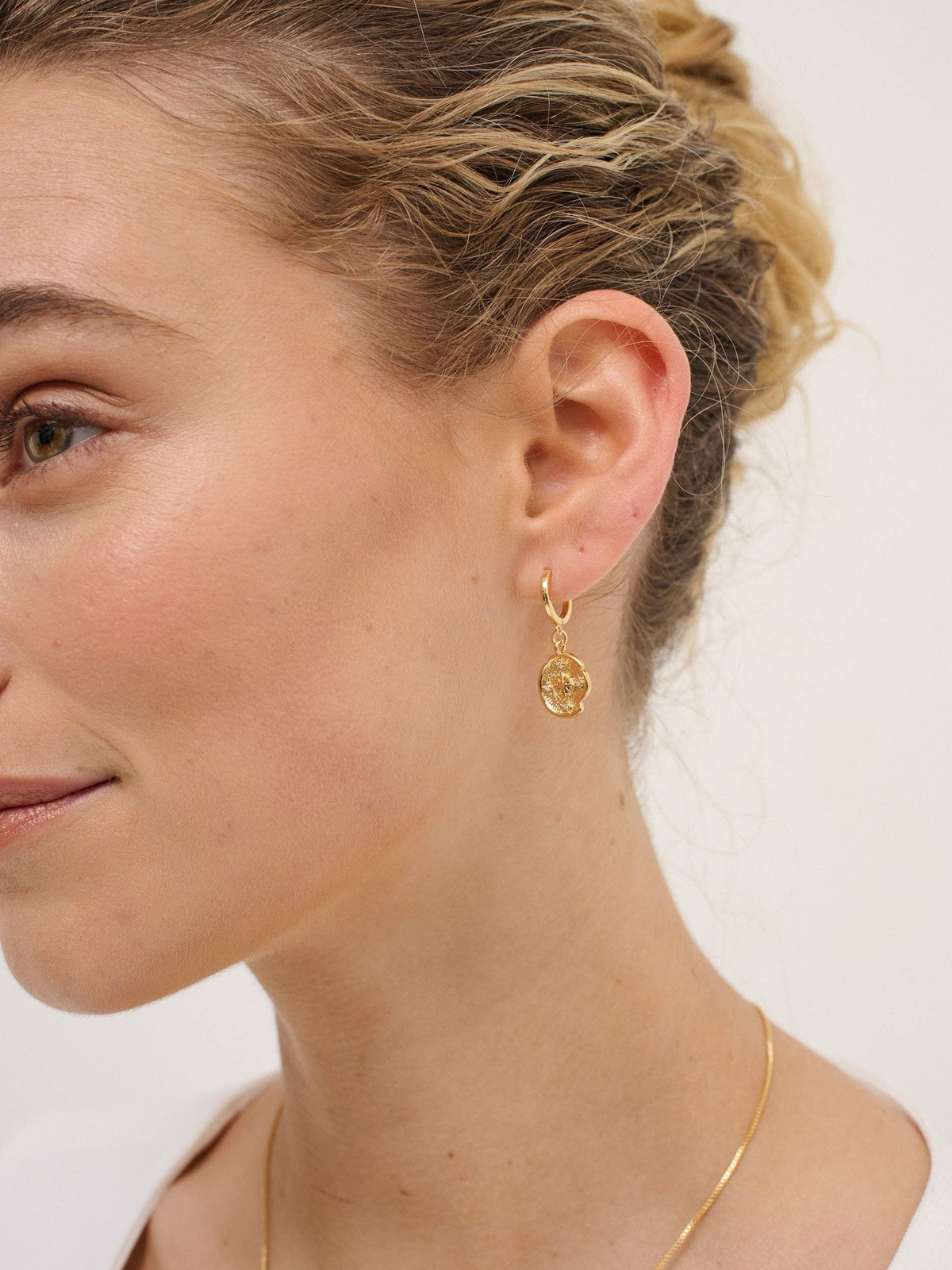 Eclipse 18K Gold Plated Drop Hoop Earrings