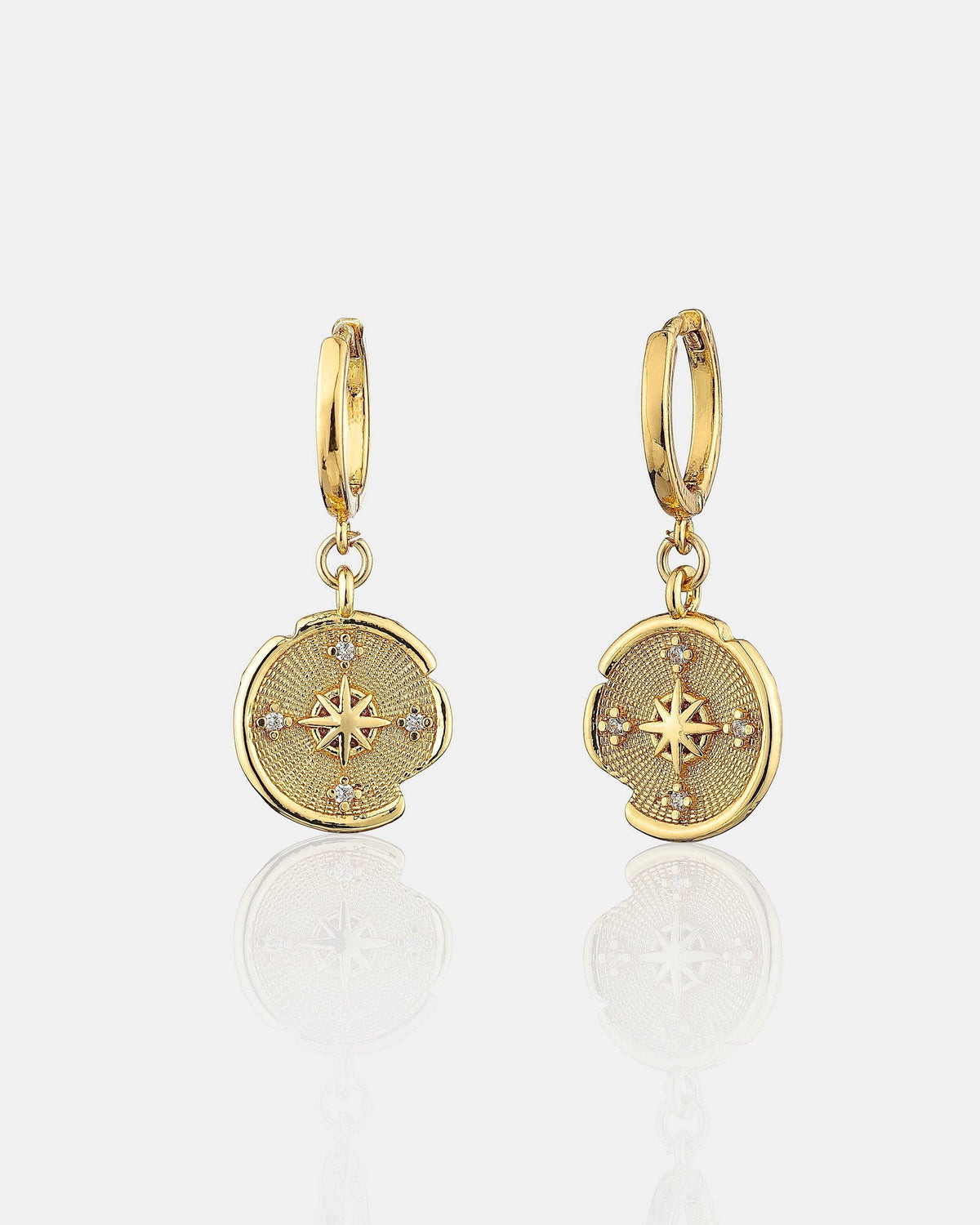 Eclipse 18K Gold Plated Drop Hoop Earrings