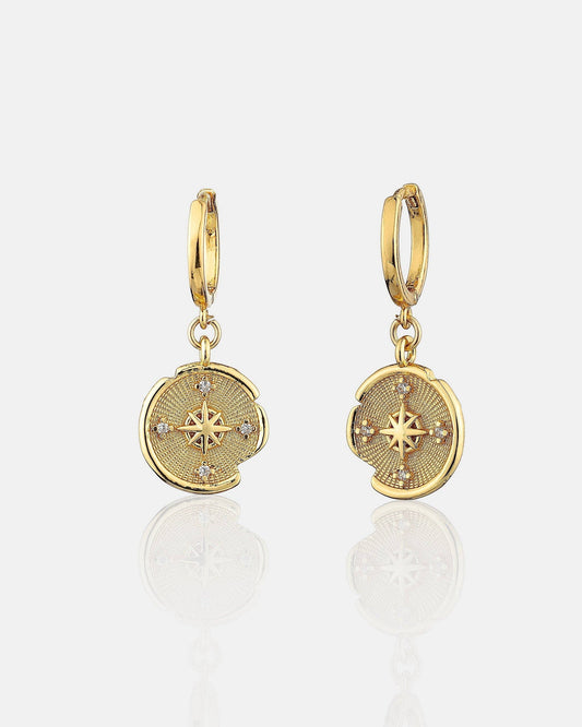 Eclipse 18K Gold Plated Drop Hoop Earrings