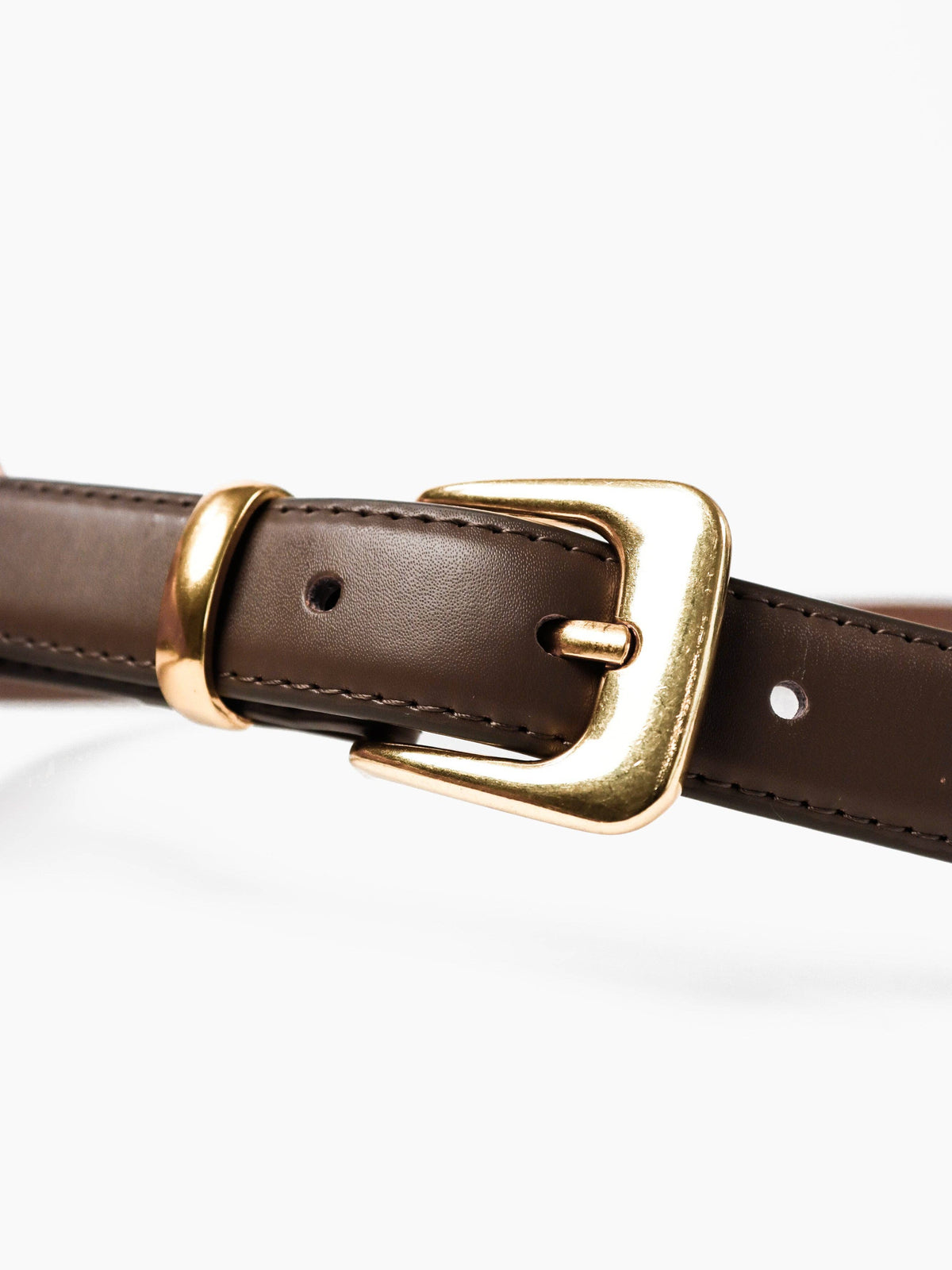 Greta Thin Taupe Genuine Leather Belt