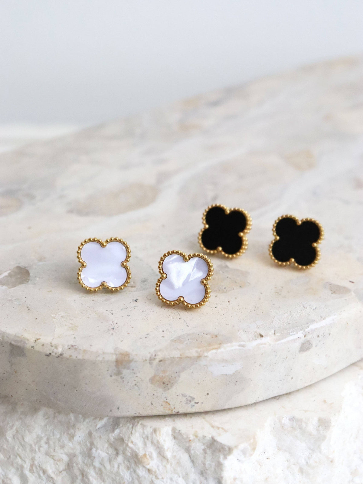Charlotte 18K Gold Plated Earrings in Black