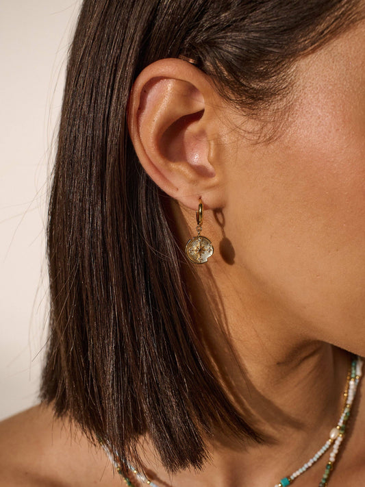 Eclipse 18K Gold Plated Drop Hoop Earrings